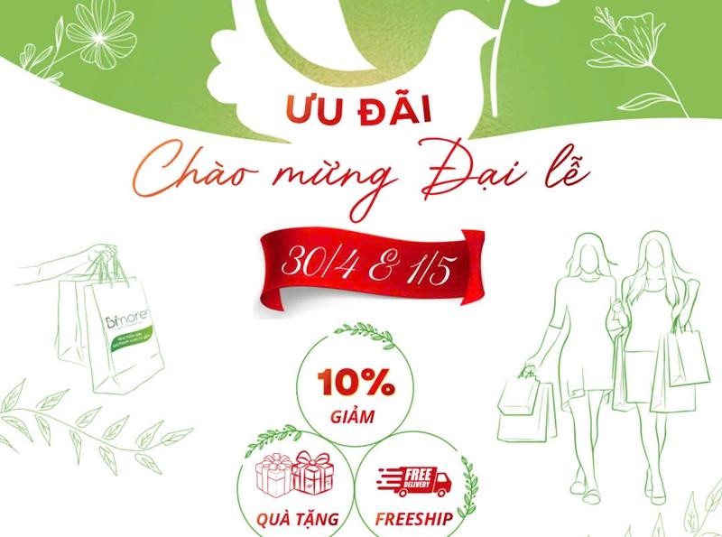 Chương trình khuyến mãi chào mừng 30/4 và 1/5 của Bimore