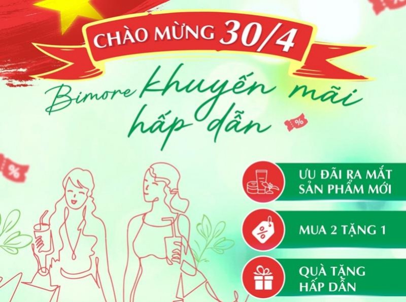 Bimore khuyến mãi đặc biệt chào mừng 30/4 và 1/5/2024